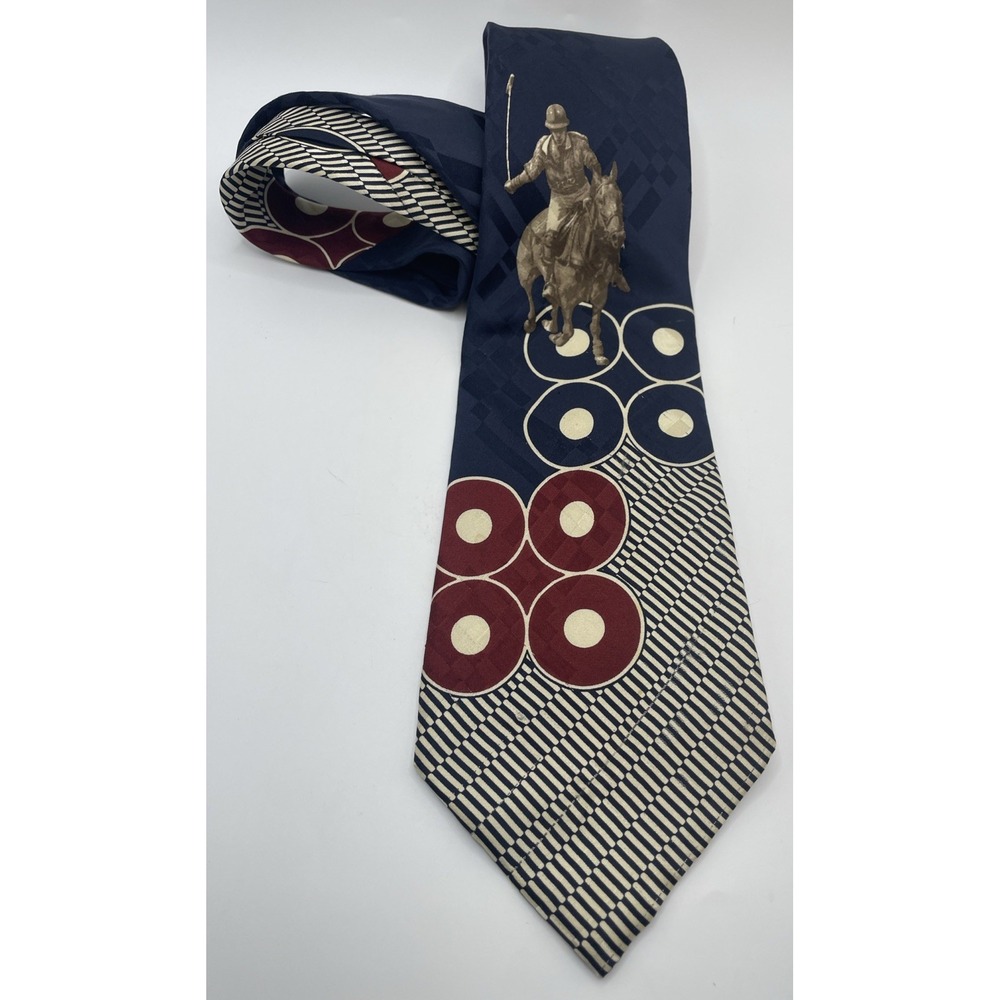 Polo by Ralph Lauren,  Polo Player Theme Blue Hand Made in USA Silk Necktie